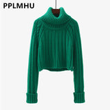 Cropped Sweater Winter Turtleneck Bottoming Pullover Tops Casual Long Sleeve Knitted Warm Jumper Korean Soft Sueters