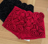 High Waist Three-Dimensional Rose Shorts-Outfit