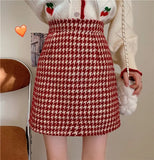 Gingham Plaid High Waist Mini Pencil Skirt-Outfit