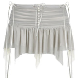 Fongt Fold Irregular Design Sense Low Waist Solid Color Net Gauze Skirt New Y2K Hot Girls Wear-Outfit