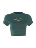 Vintage Logo Embroidery Crop Top-Outfit