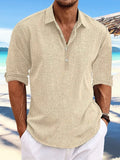 Fongt Men's 2025 Summer New Set-Fashion Teen Fashion Loose Long-Sleeved Home Casual Shirt.