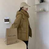 Hooded Waist Down Jacket Female Long 2024 Winter Fashion Sweet Show Thin Work Small Coat Hot Style-Outfit