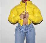 2022 Women's New Bright Noodles Bread Clothes Down Cotton Clothes Hot Style-Outfit