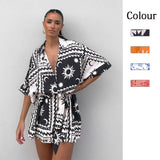 Fongt Summer 2024 Ladies With Waist Strap Geometric Print Sexy Jumpsuit 88137-Outfit