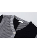 Style O-neck Short Knitted Sweaters Women Thin Cardigan Button Up 2023 Summer Casual Fashion Patchwork Crop Top