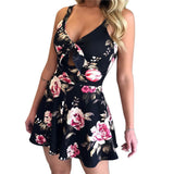 Sling Chest Bow Street Hipster Lace Printing Loose One-piece
