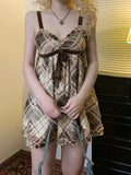 Fongt Print Bow Tie Sling Sling Sexy Babes Lace Spliced Backclothing