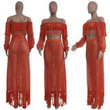 Fongt New Women's Casual Netted Fram Beach Dress 2 Sets-Outfit