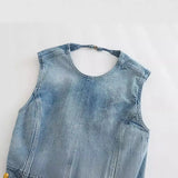 Summer Bowtie Jeans Sleeveless Blouse 6186049-Outfit