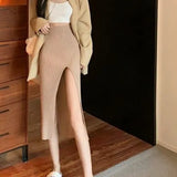 New Sexy Open Skirt Dress Girl Slim Skinny Knitted Skirt Pure Wind High Waist Temperament