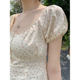 Solid Color Lace Trim Square-Neck Tee-Outfit