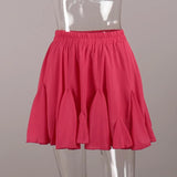 Ruffles Solid Elastic Waist Mini Skirt-Outfit