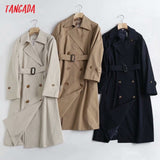 2021 Autumn Women England Style Classic Long Coat Elegant Long Sleeve with Blet Office Lady Coats