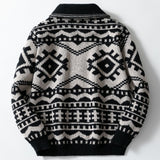 Fongt Men's Autumn And Winter Men's Knit Coat Collared Long-Sleeved Jacket Sweater