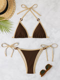 Fongt New Sexy Solid Color Split Bikini Sling Women's