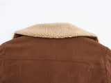 Corduroy Turn-down Collar Fur Lining Jacket-Outfit
