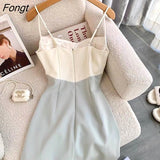 Strap Dress with Chest Pad for Sexy Women Panelled New Stylish Simple Young Temperament Ladies Slim Aesthetics
