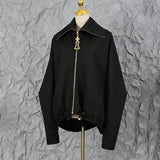 Fongt Autumn New Personality Collar Heavy Industry Embroidery Splicing Loose Pumping Rope Fashion Velvet Coat Woman