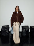 Fongt Autumn New Personality Collar Heavy Industry Embroidery Splicing Loose Pumping Rope Fashion Velvet Coat Woman