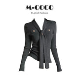 Fongt Temperament Long-Sleeved Coat With High-Necked Bottom Vest Pink Half-Dress Skirt Set
