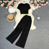 Fongt T-Shirt, High-Waisted, Wide-Leg Pants-Outfit