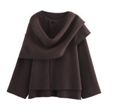 Fongt Autumn Women's Asymmetric Scarf Short Knitted Coat W063 2819