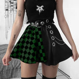 Dark Mall Gothic Grunge Plaid Women Mini Skirts Pleated Black Punk Aesthetic Emo Alt Clothes Harajuku Sexy Streetwear