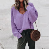 Knitted Sweater Women Streetwear V Neck Long Sleeve Pullovers Loose Solid Coat 2019 Autumn Winter Fashion Women's