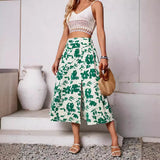 Fongt Independently Designed And Shot The New Women's Summer Casual Floral Print Skirt-Outfit
