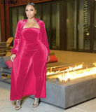 2 Piece African Jumpsuit Set Dresses For Women Velvet African Clothes Dashiki Elastic Bazin Off Shoulder Pants Famous Suit