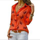 Long Sleeve Solid V-Neck Chiffon