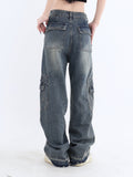 Vintage Wash High Waist Cargo Jeans-Outfit