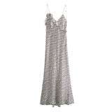Spring Silk Satin Printed Flower Decorated Dress 3207011-Outfit
