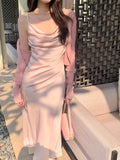 Fongt Xixi 13 Lines 2025 Spring And Summer New French Retro Collar Temperament Pearl Hanging Joint Dress 8600