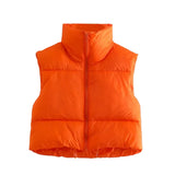 Fongt Color Double Pocket Collar Cotton Vest 2025 Autumn And Winter New Color Repair Cotton Vest Top