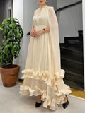 Fongt Luxury Dress Women 2025 Summer New Fashion Temperament With Wooden Ear Splicing High-End Long