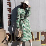 Plaid Oversized Blazer Women Single Breasted Lace Up Mid-length Suit Jacket Ladies High Quality