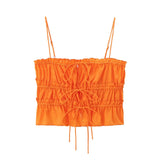 Spring Style Bow Tie Slim Poplin Halter Top 3067055-Outfit