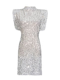 Fongt 2025 New Fashion Design Beads Decorated With Short Sleeveless Cushion Shoulder Bag And Hip Dress