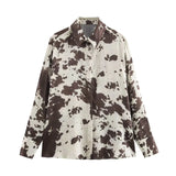 Fongt Shirt Women's Skirt Set Explosive Texture Silk With Belt Animal Pattern