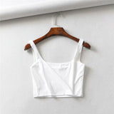 Fongt New Women's Fashion Double Square Collar Slim Sling Vest-Outfit