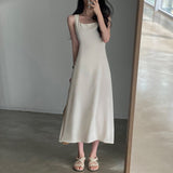 Fongt Chic Summer French Hepburn Wind Square Collar Dew Collarbone Waist Show Thin Big Pendulum A Line Dress Woman-Outfit