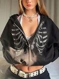 hoodie with zipper and rhinestone
