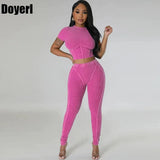 Ribbed Tracksuit Women Two Piece Set Summer Corset Crop Tops and Pants Sport Suit Casual Fitness Workout Sweatsuits-Outfit