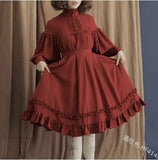Fongt Maid COS Suit New Loose Button Collar Lace Lantern Sleeve Decoration Lolita