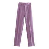 New Summer Style Straight Tube High Waist Shows Thin Solid Color Casual Pants 2761048-Outfit
