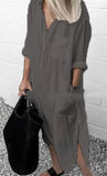 Solid Color Cotton Blend Simple Long Shirt Women's