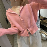Fongt Zipper Sweater Jacket Cardigan 2024 Spring And Autumn Wear A Small Design Of Small Short Hooded Knitted