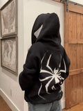 Puff Print Embroidered Zipper Hooded Street